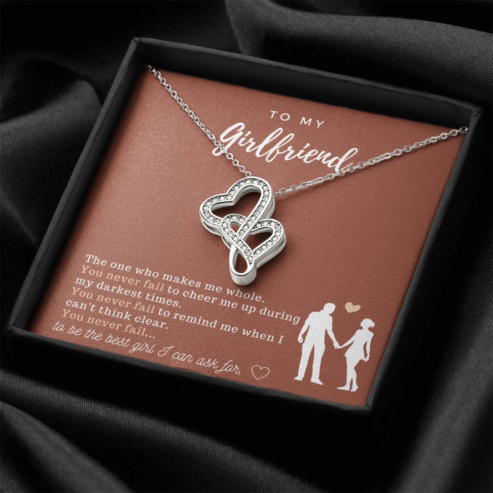 To My Girlfriend - The One Who Makes Me Whole - Necklace Double Hearts Necklace
