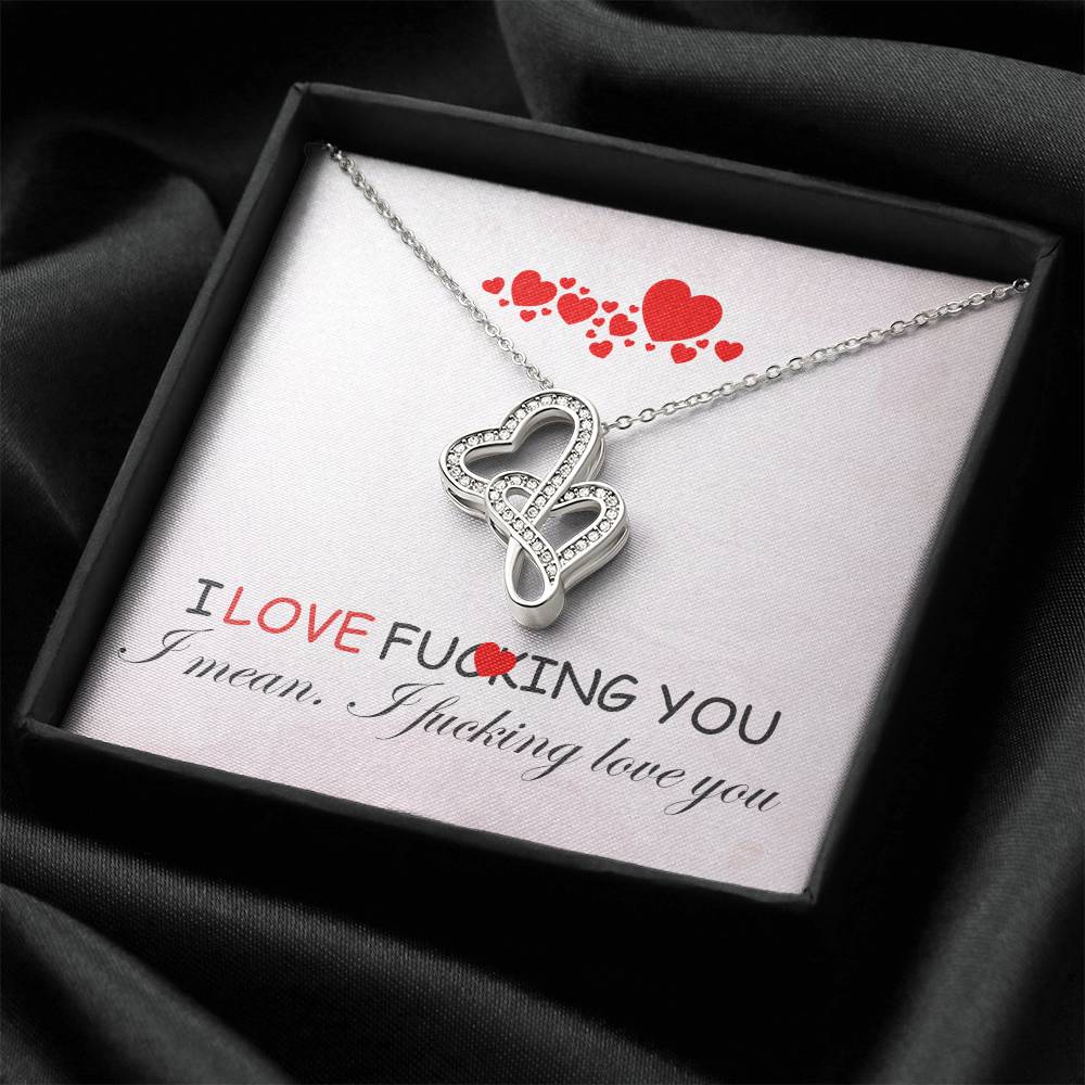 To My Wife Valentine Gift Double Hearts Necklace