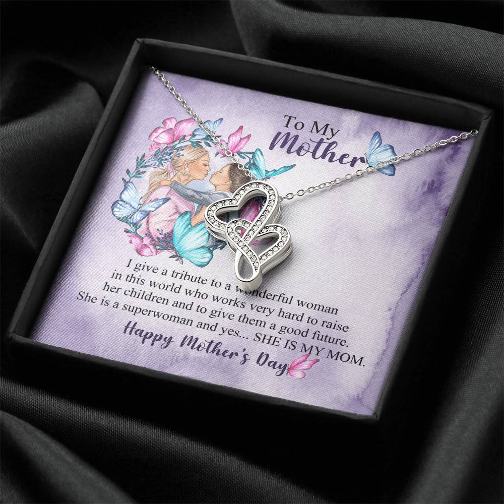 To My Mom - Happy Mother's Day 1 Double Hearts Necklace