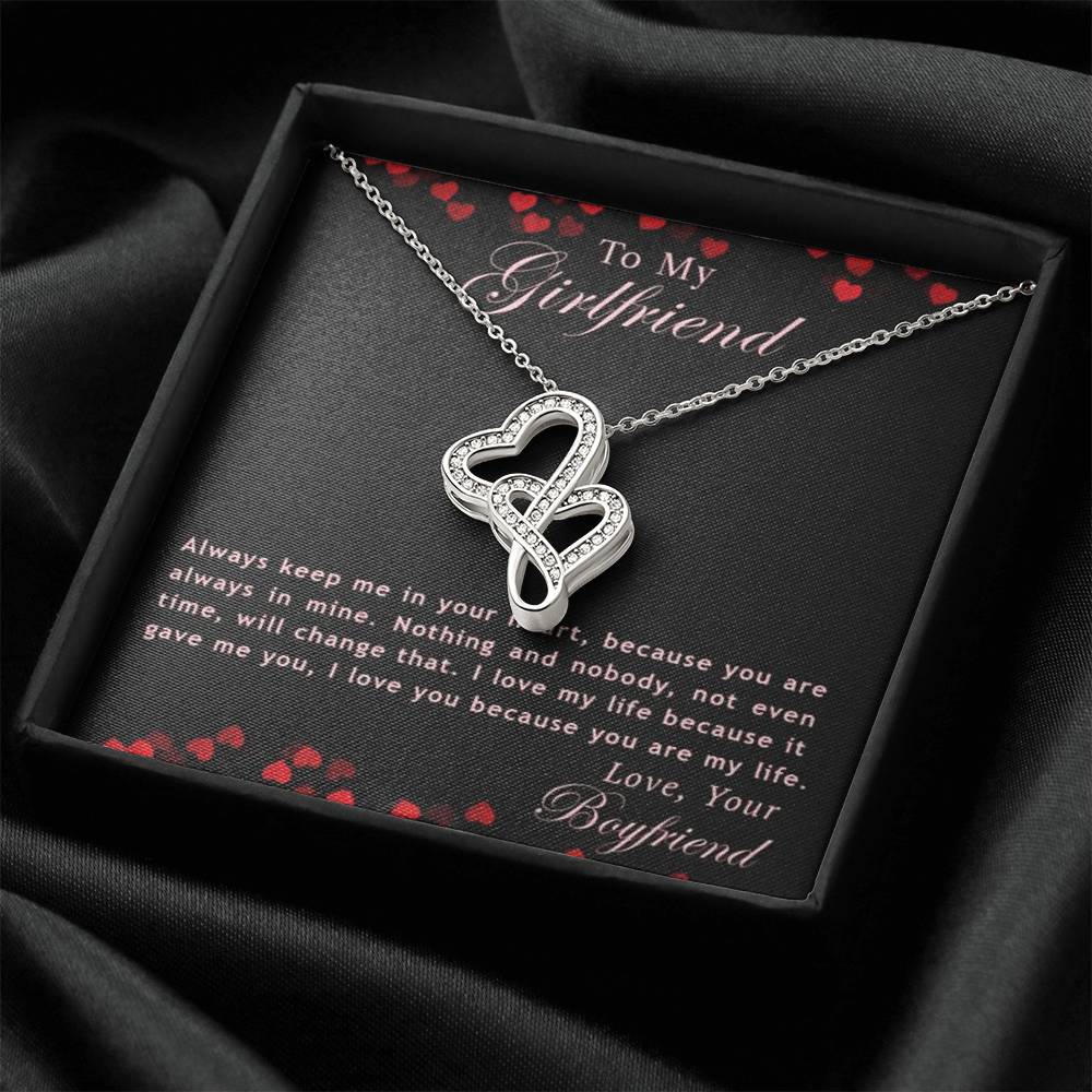 To My Girlfriend - Best Jewelry For Girlfriend - For Girlfriend Double Hearts Necklace