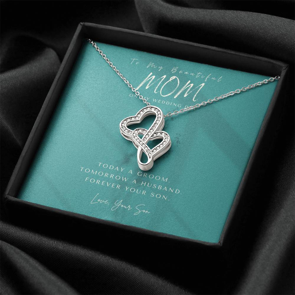 Mother Of The Groom Gift From Son Mom Wedding Gift From Son Wedding Gift From Groom To Mom Necklace Gift For Mom We 1 Double Hearts Necklace