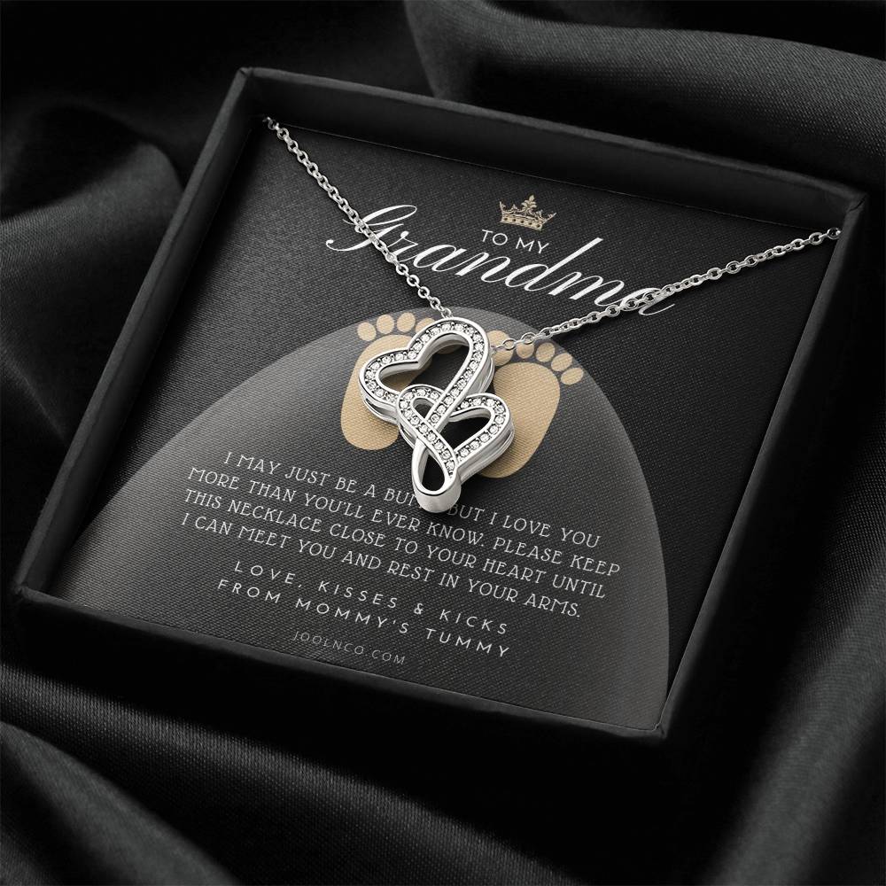 New Grandma Gift Mom To Grandma Necklace Pregnancy Announcement Grandparent Gifts For Grandma First Time Grandma G Double Hearts Necklace
