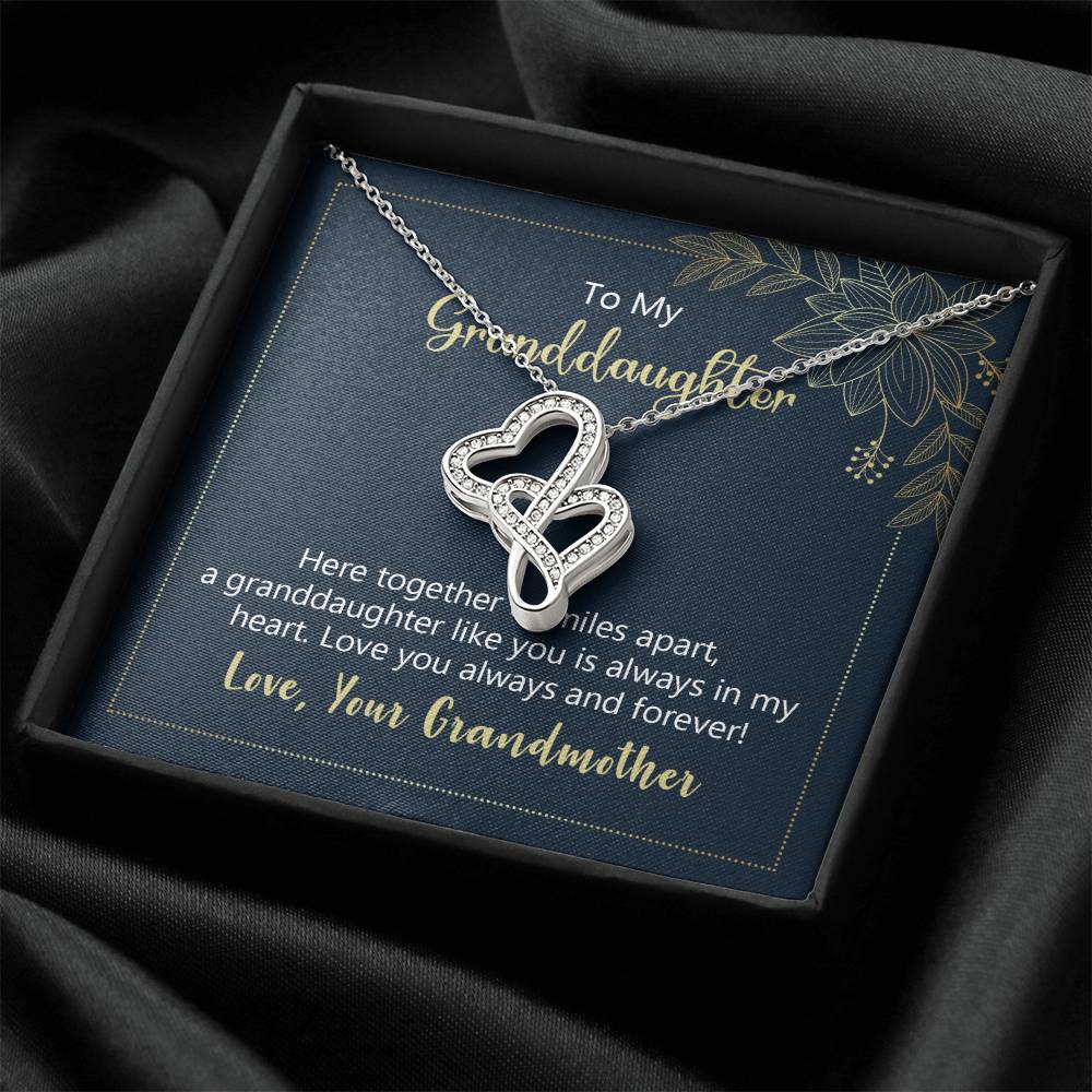 To My Granddaughter - Love You Always And Forever - Double Hearts Necklace