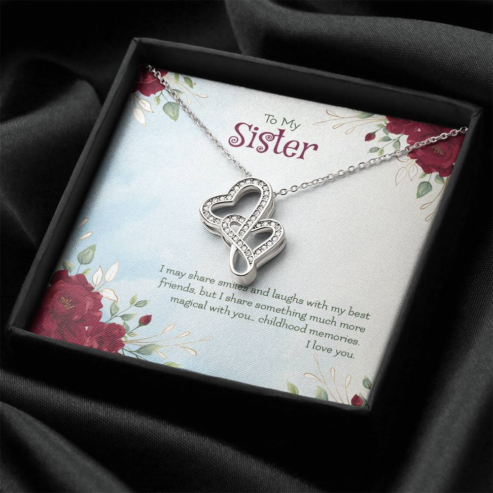For Sister 1 Double Hearts Necklace