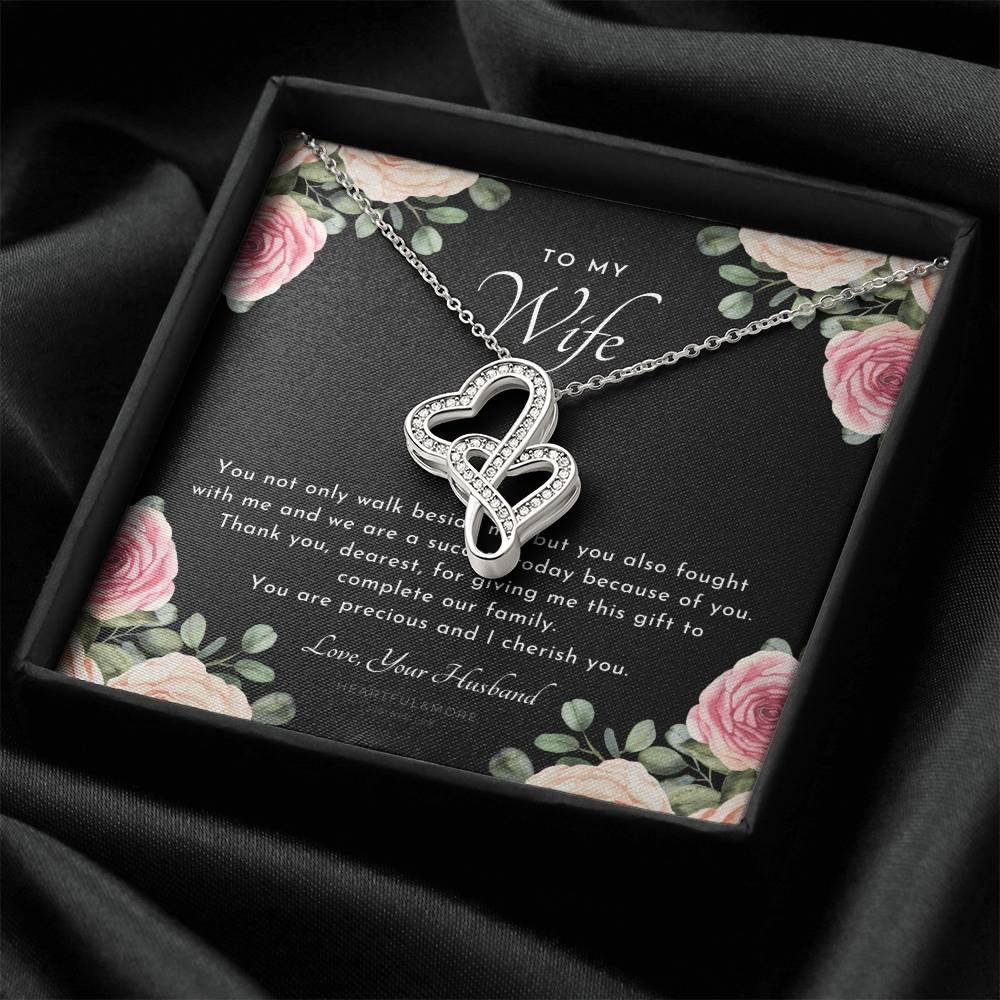 Postpartum Gift For Wife Gift For Wife Post Pregnancy Becoming A Mother Gift Gift For Wife Birth Wife After Pregnancy 2 Double Hearts Necklace