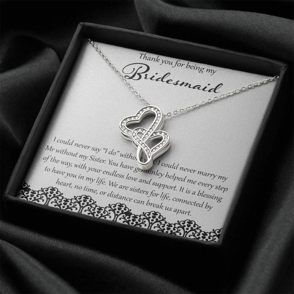 Thank You For Being My Bridesmaid Double Hearts Necklace
