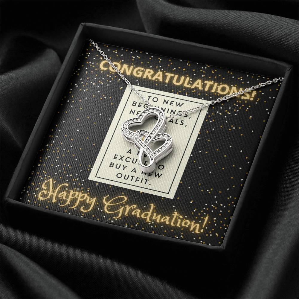 Congratulations I Am So Proud Of You Birthstone Necklace - Graduation Gift Necklace Graduation Gift For Her College Gr Double Hearts Necklace