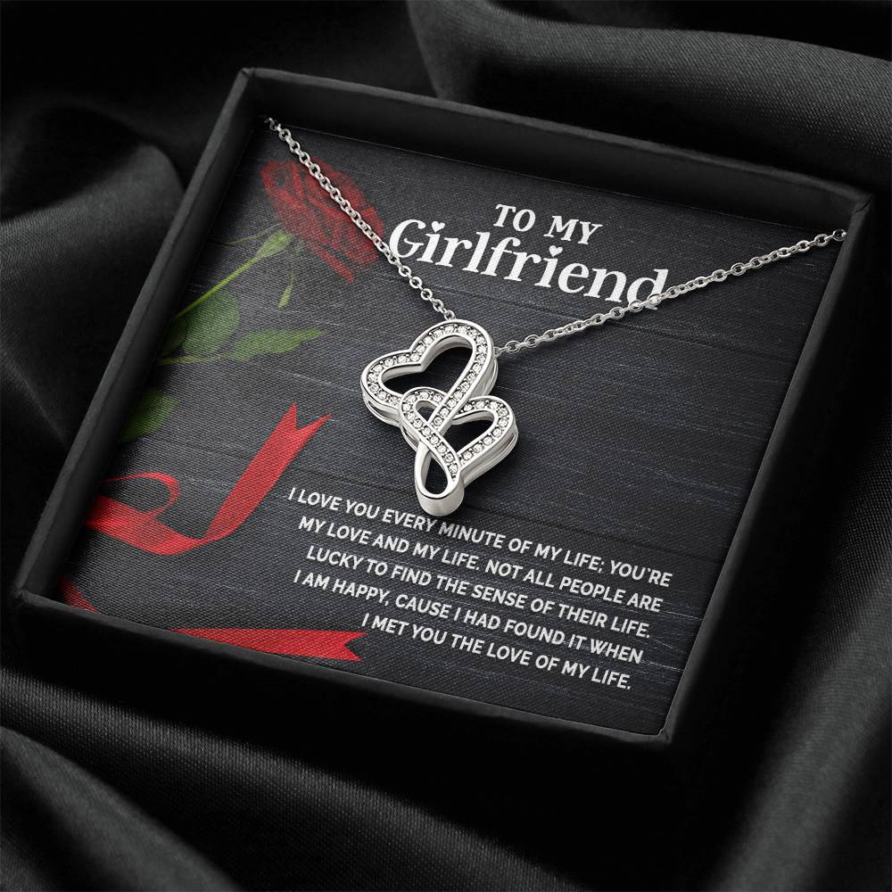 Valentines Day Gift For Girlfriend To My Girlfriend Necklace Anniversary Gift For Girlfriend Girlfriend Necklace Girlf Double Hearts Necklace