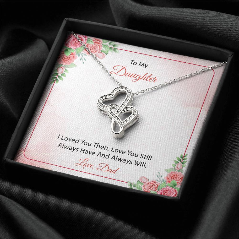 To My Daughter From Dad 3 Double Hearts Necklace