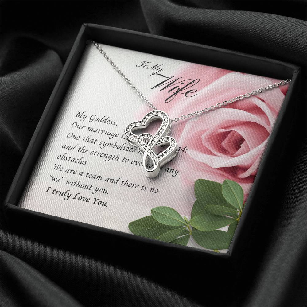 To My Wife Necklace Double Hearts Love Birthday Anniversary Christmas Gift Double Hearts Necklace
