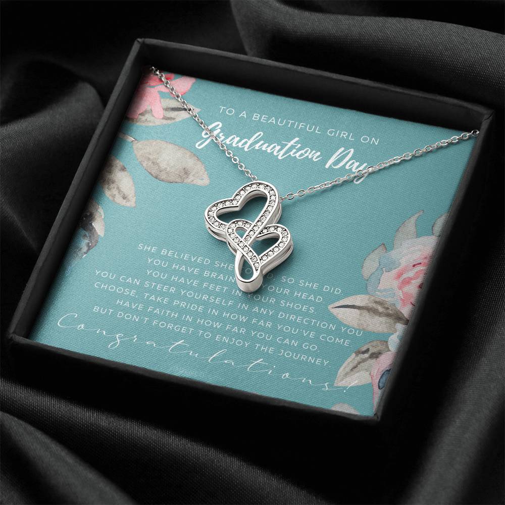 Graduation Gift Necklace For Daughter Graduation Gift For Her College Graduation Gift For Her High School Senior Gradu Double Hearts Necklace