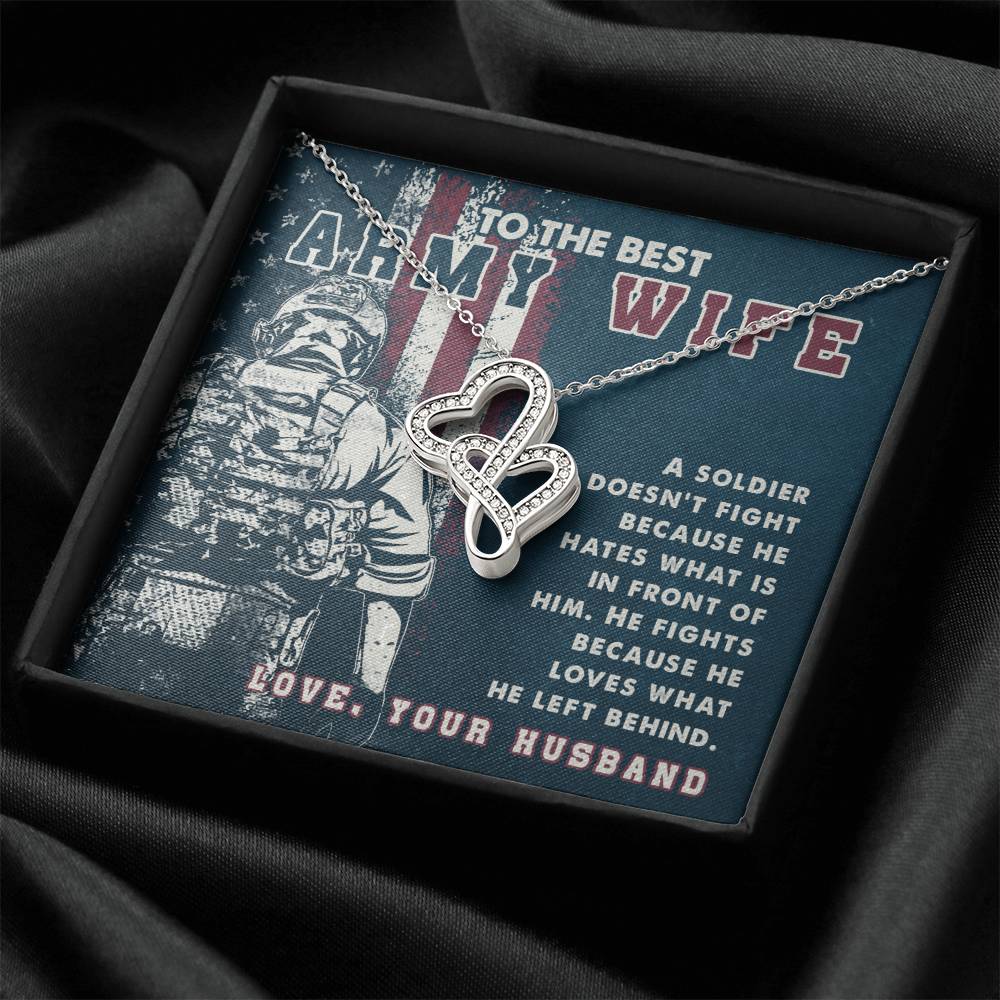 To The Best Army Wife Double Hearts Necklace (2)