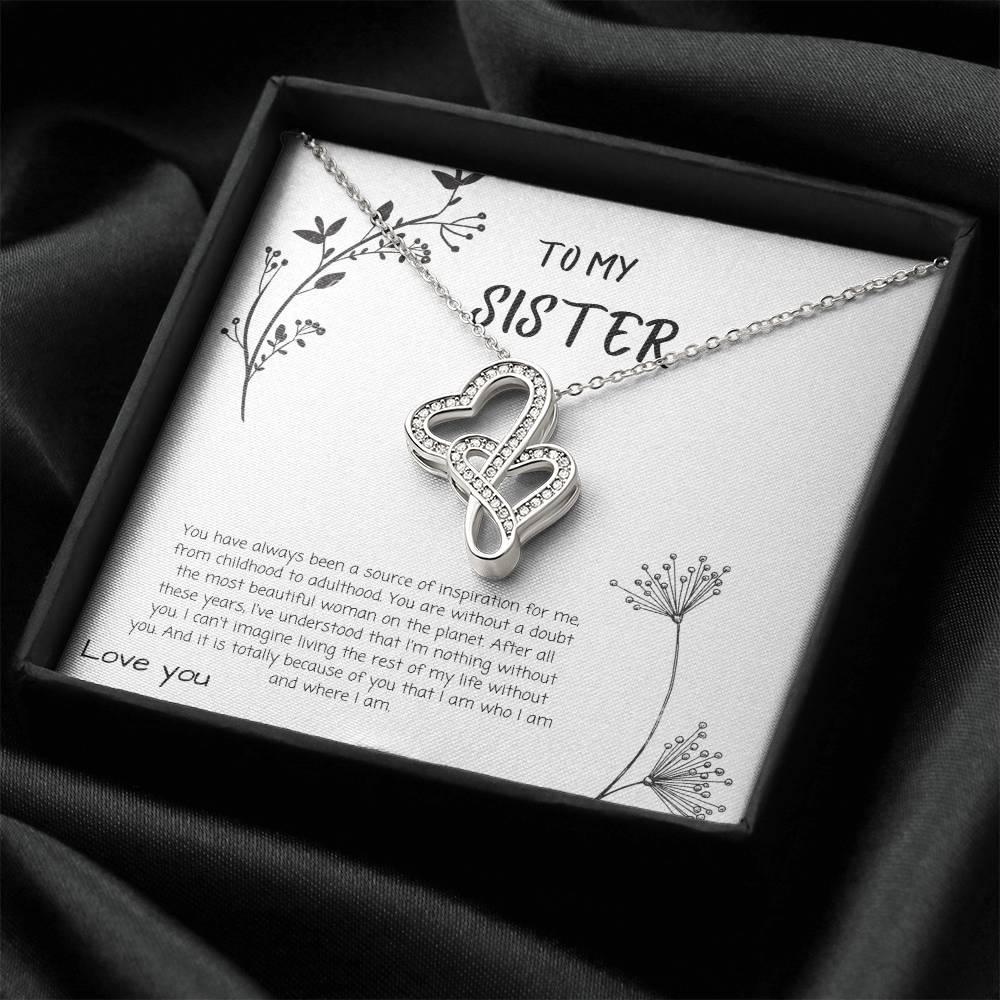 To My Sister I Love You Necklace Double Hearts Necklace