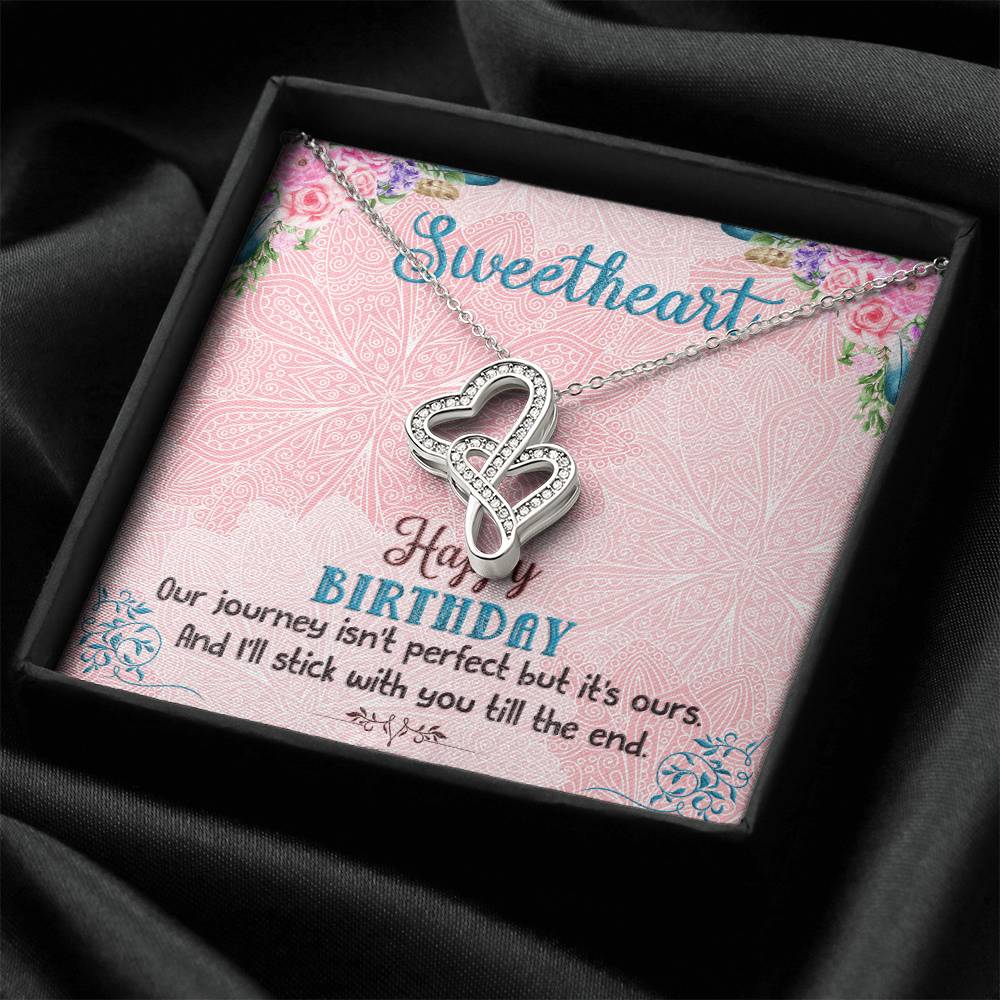 Happy Birthday Sweetheart - Double Heart Necklace Double Hearts Necklace