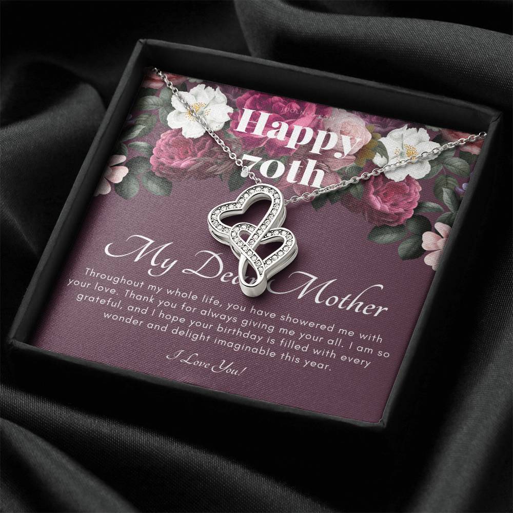 Mother's 70Th Birthday Gift Gift For Mom On Her Birthday Gift For Mom From Daughter & Son Mom Necklace Best Mom Gi Double Hearts Necklace