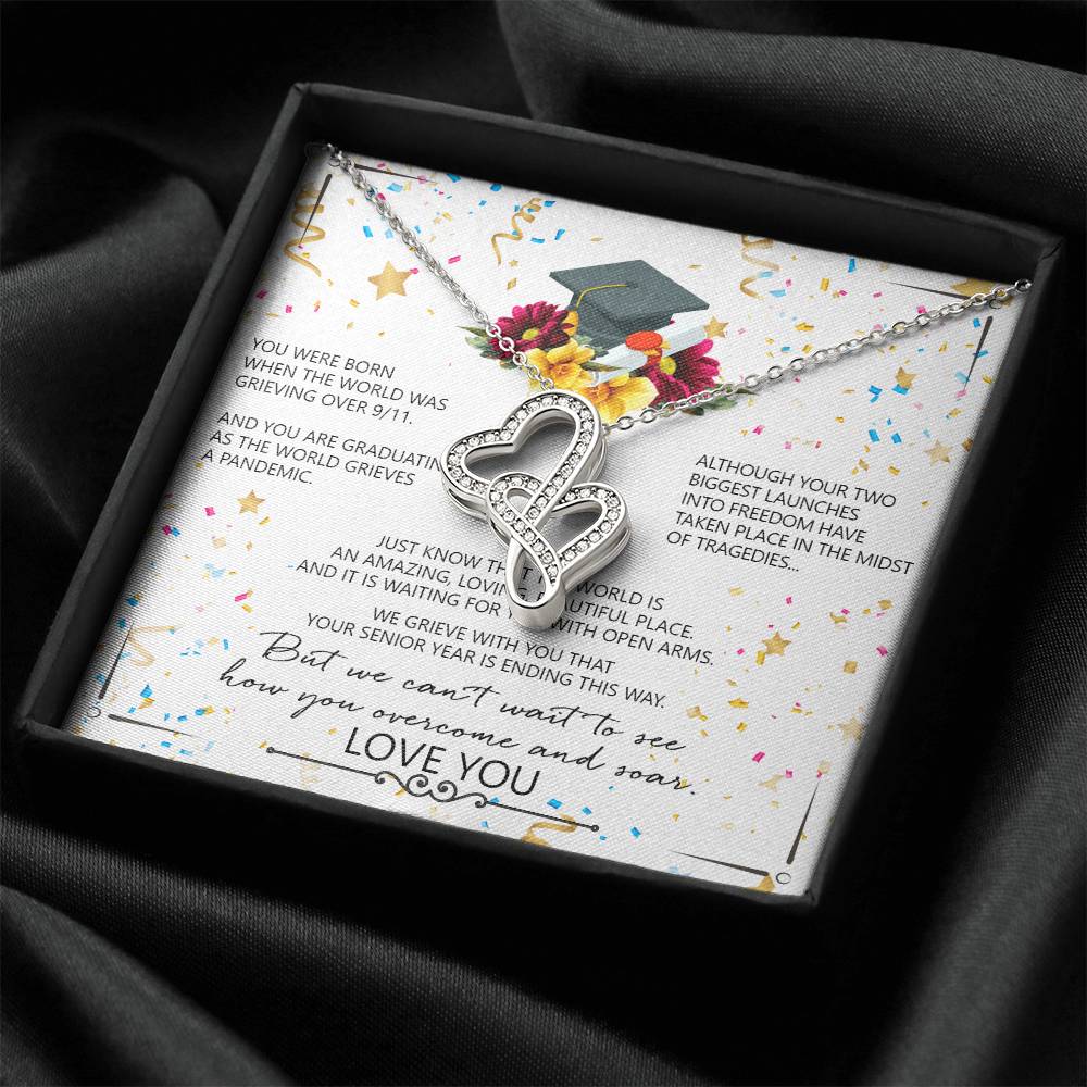 Graduation Gift Ideas - September 11 2001 - Gift From Mom Dad - Graduation Necklace - College Graduated Gift - Gift F Double Hearts Necklace