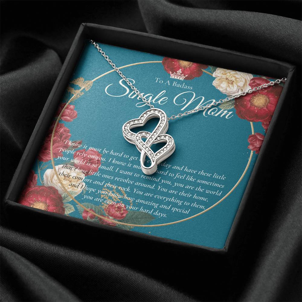 Single Mom Gift Mothers Day Gift Present For Single Mother Super Mom Necklace Gift For Single Mother Jewelry For Mom Double Hearts Necklace