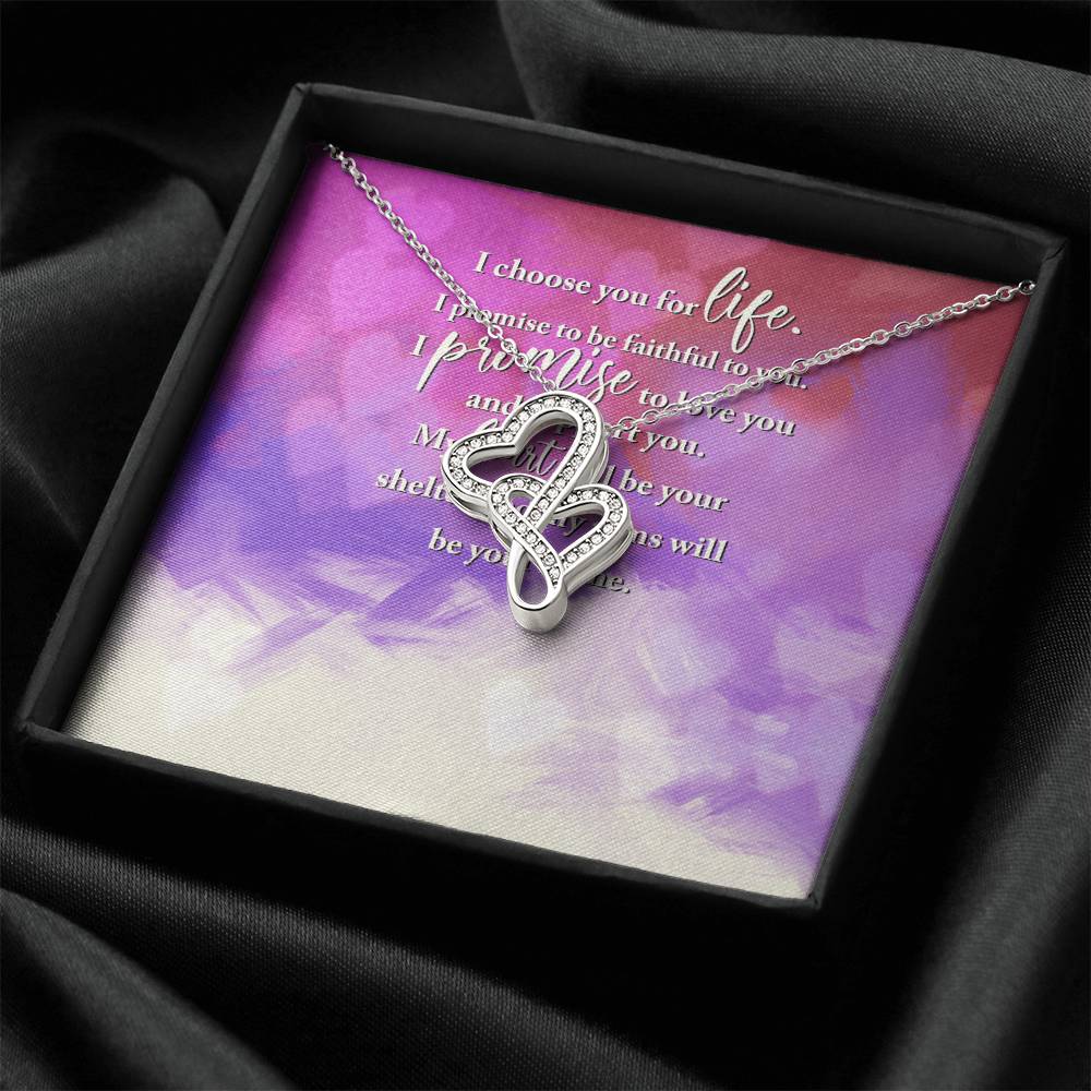 I Choose You For Life - Double Hearts Necklace