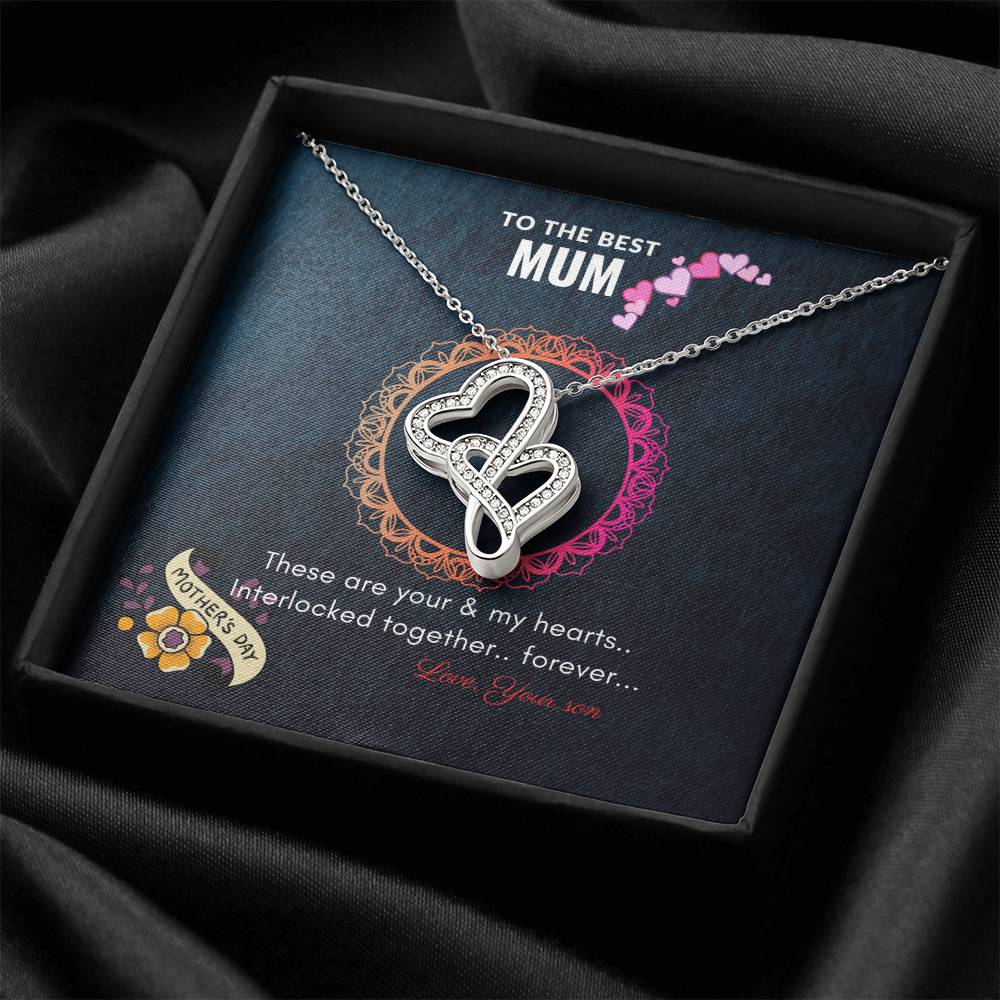 Interlocking Hearts Necklace For Mother By Son Double Hearts Necklace