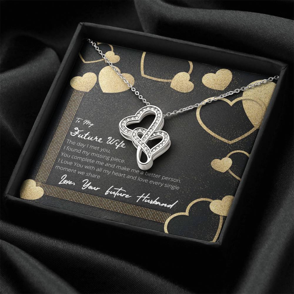To My Future Wife - You Complete Me - Necklace Double Hearts Necklace