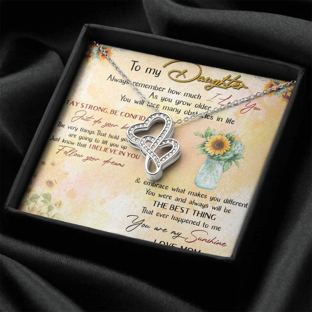 To My Daughter Gift From Mom Forever Love Necklace - Meaningful Necklace For Daughter - Mother To Daughter Birthday Gi Double Hearts Necklace