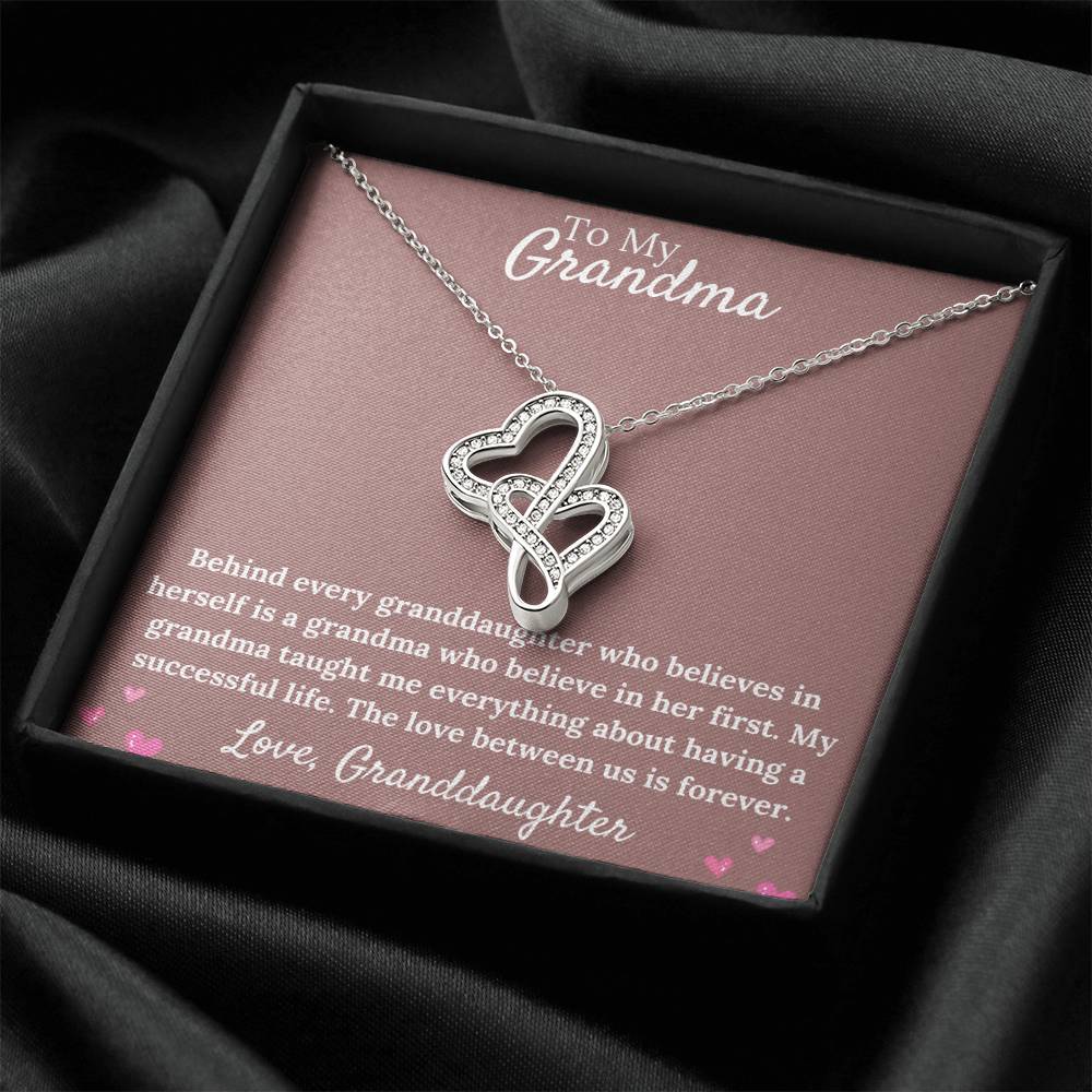 Gorgeous For Grandma Necklace Gift Double Hearts Necklace