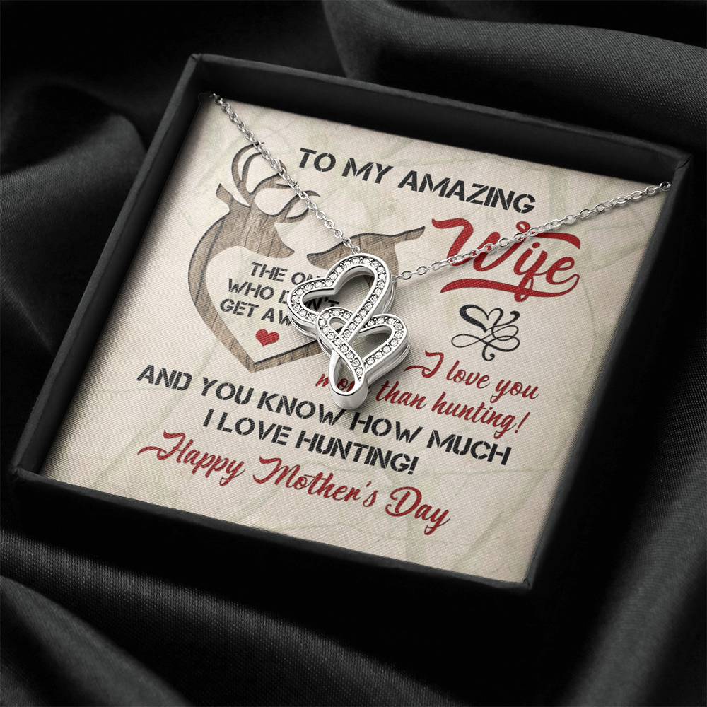 Dear Wife Happy Anniversary - Double Hearts - Love Your Husband - Wife Christmas Gift From Husband Wife Christmas Gift 1 Double Hearts Necklace