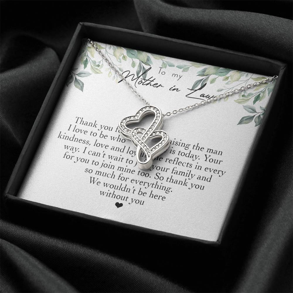To My Mother In Law Thank You For Raising The Man I Love 3 Double Hearts Necklace