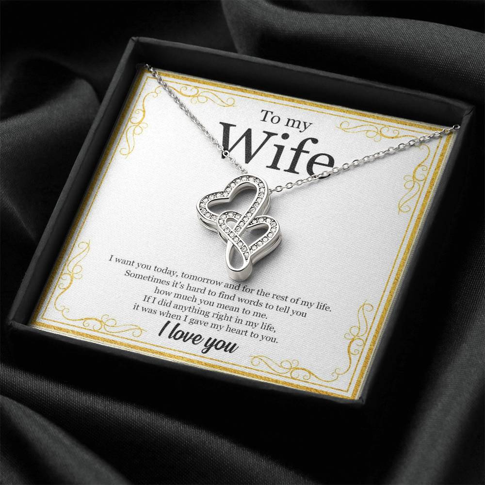 To My Wife - I Love You Message - Tmw19 Double Hearts Necklace
