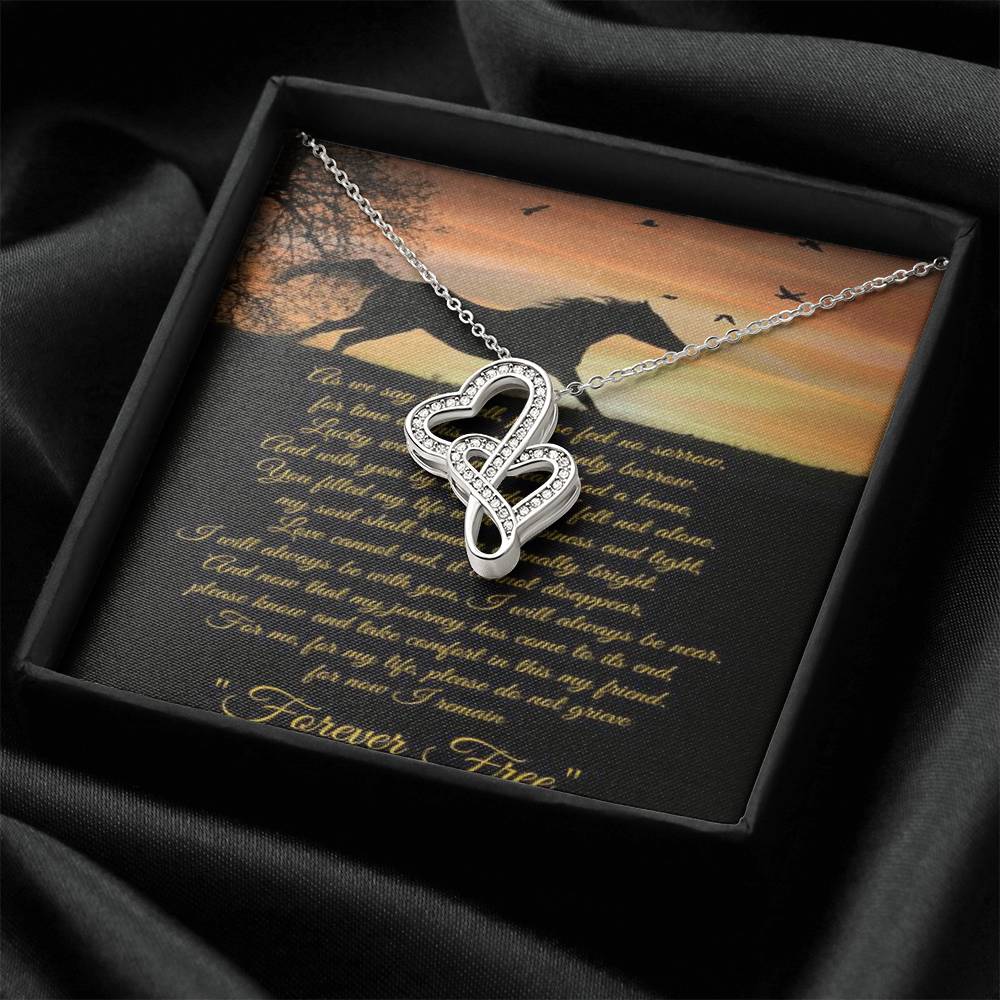 Horse Lover Condolences Gift Two Interlocking Hearts In Memory Necklace Loss Of Beloved Horse Forever Free Double Hearts Necklace