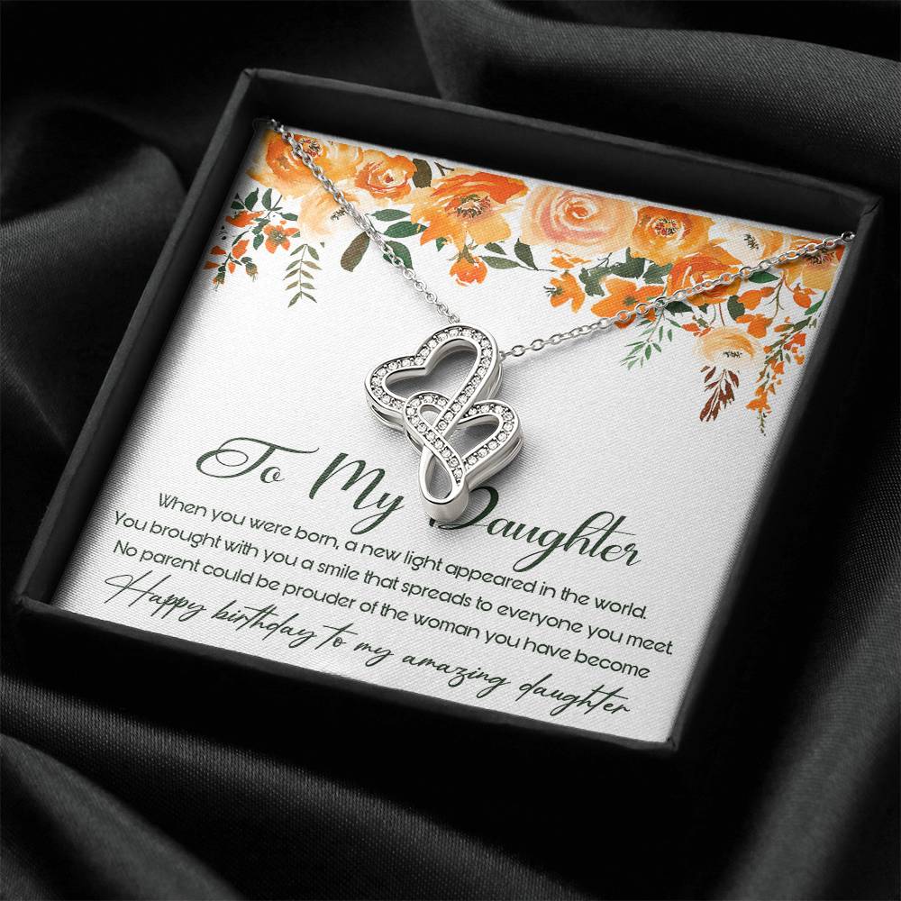 To My Daughter - Dragonfly Pendant Necklace - Gifts For Daughter Gifts For Her - Birthday Gifts - Daughter Gift - To M Double Hearts Necklace