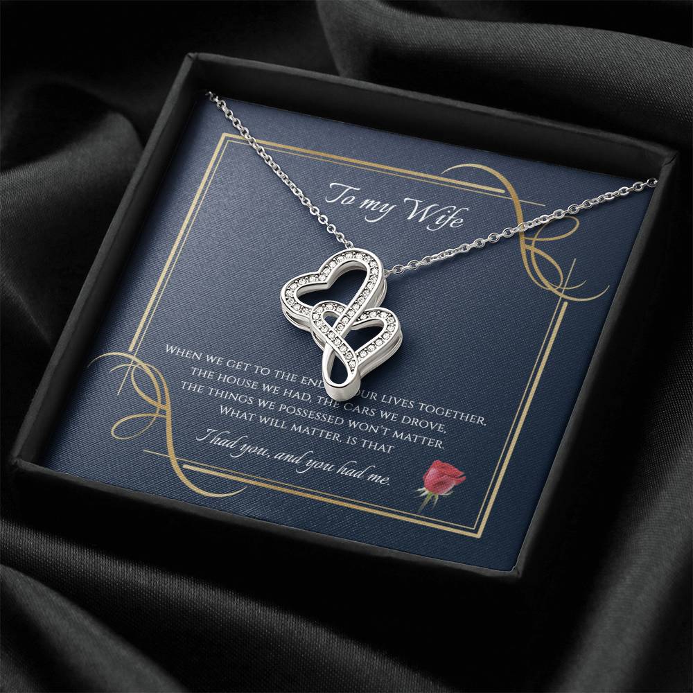 To My Wife 2 Double Hearts Necklace