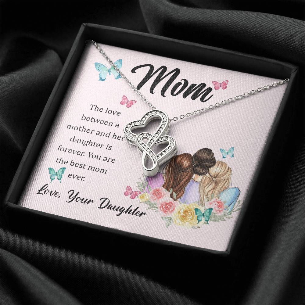 Gift For Mom From Daughter - Double Hearts Necklace