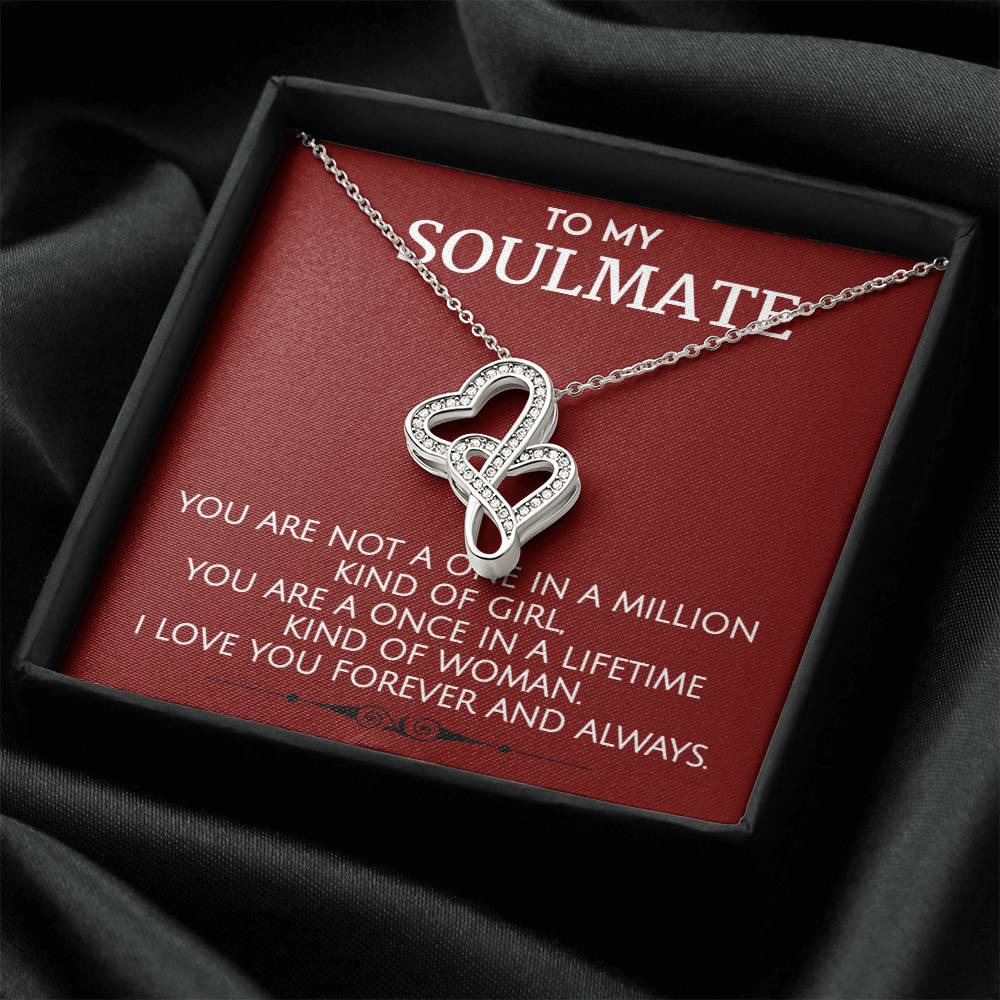 To My Soulmate - Once In A Lifetime Sparkling Double Hearts Necklace