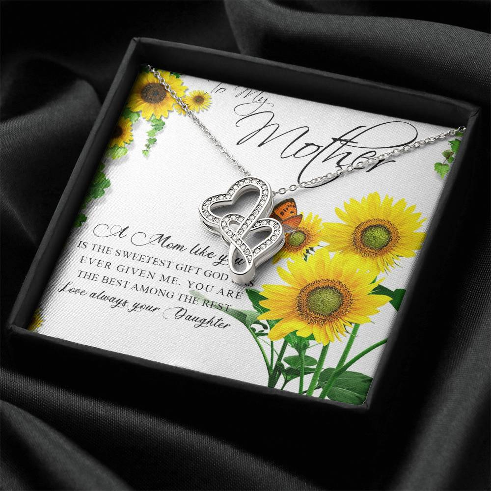 To My Mother A Mom Like You Heart Necklace Double Hearts Necklace