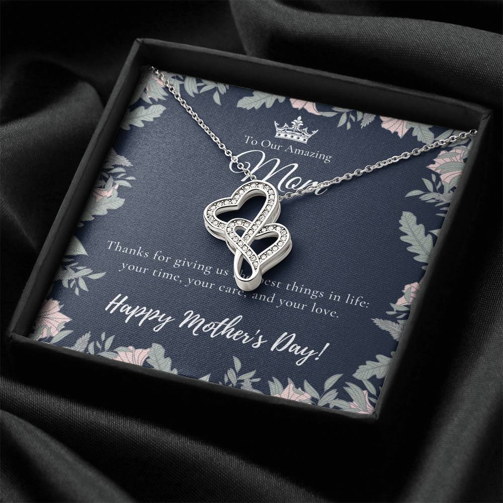 To Our Amazing Mom Necklace Happy Mother’S Day Gift Personalized Mom Gift Mothers Necklace Gift For Mom Best Mom Double Hearts Necklace