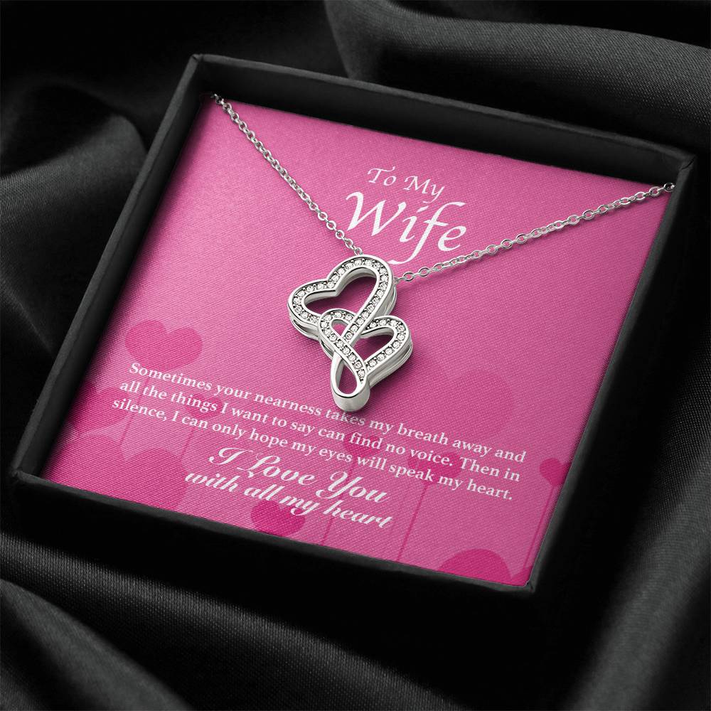 To My Wife - You Take My Breath Away - Double Hearts Necklace