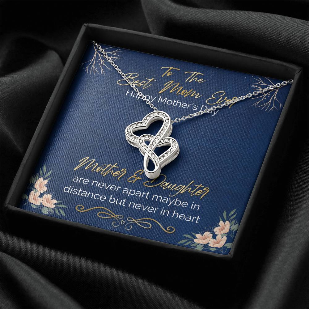Happy Mother's Day Gift From Daughter Double Hearts Necklace