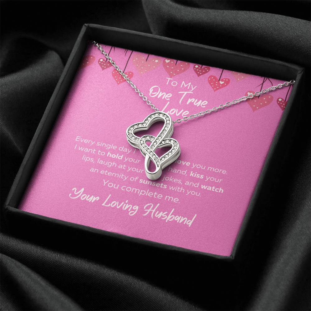 To My One True Love Necklace Double Hearts Necklace
