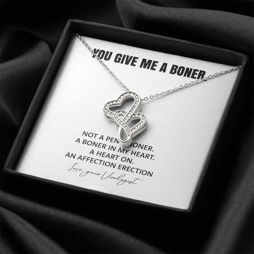 You Give Me A Heart Boner An Affection Erection Funny & Sarcastic Love For Her Mature Best Fu 5 Double Hearts Necklace