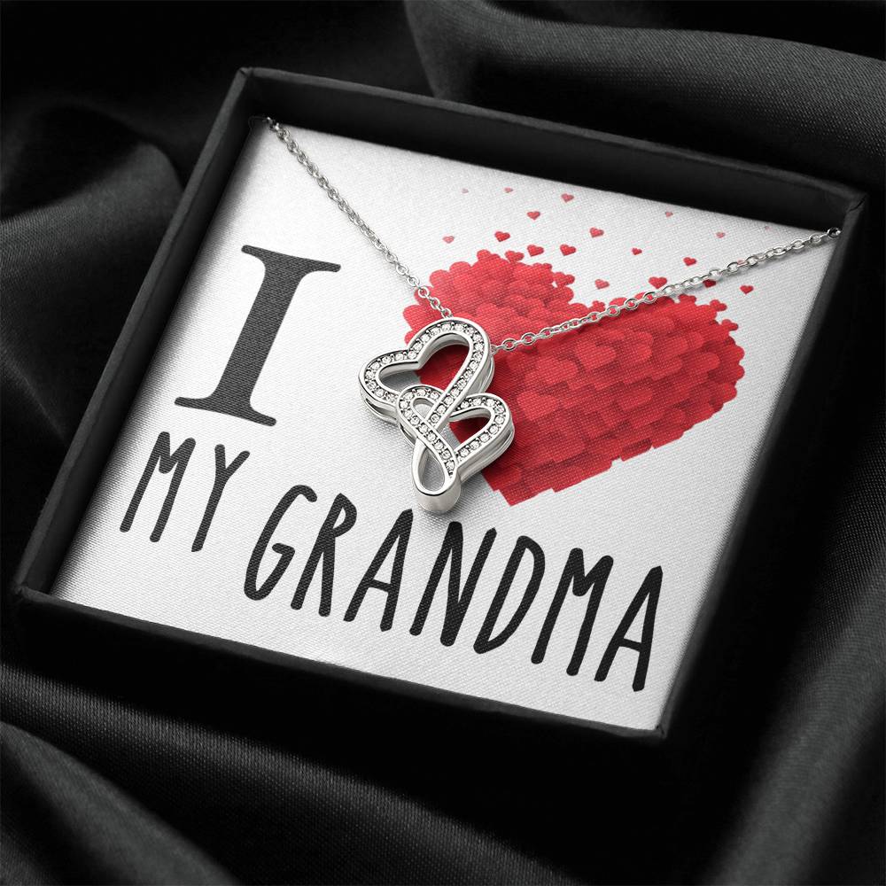 I Love My Grandma A Double Hearts Cz Necklace For Valentines Day Or Birthday Heartfelt Keepsake Gift Double Hearts Necklace