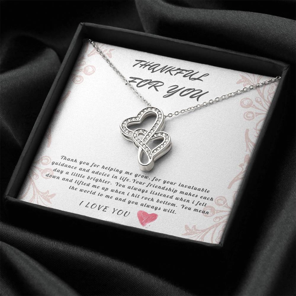 Best Friend 14K White Gold Interlocked Heart Necklace - Gift For Your Bestie - Best Friend Gift Double Hearts Necklace