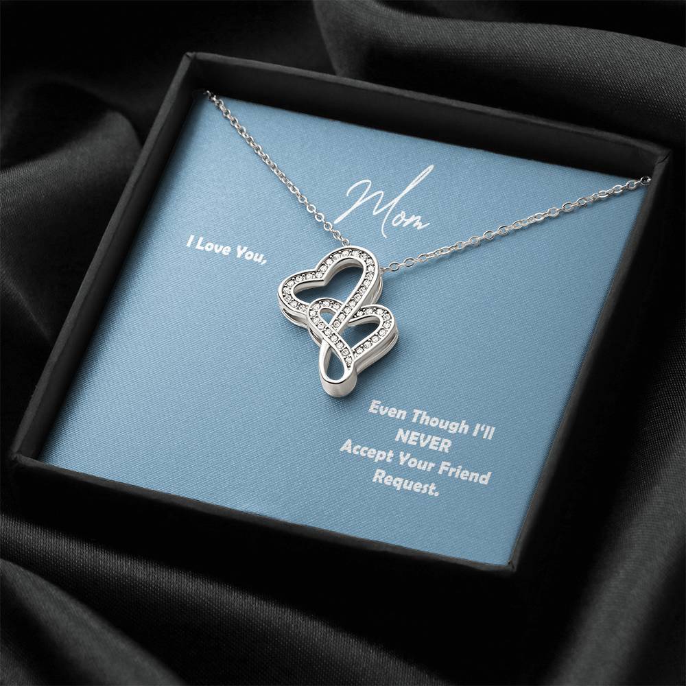 Mom - Friend Request Hearts Together Double Hearts Necklace