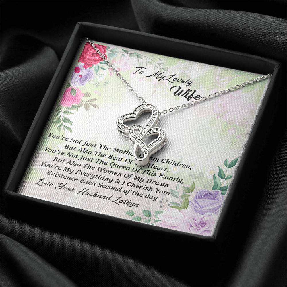 To My Love Wife Necklace - Love Your Husband Lathan - Love Your Husband Lathan - Wife Christmas Gift Wife Christmas G Double Hearts Necklace