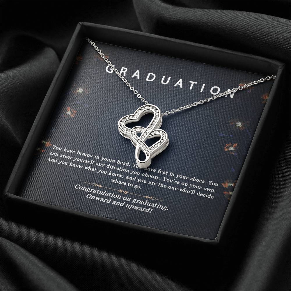 Graduation Gifts For Her Necklace - Best Gift For Her On Graduation Motivational Necklace New Grad Jewelry Gift Gradua Double Hearts Necklace