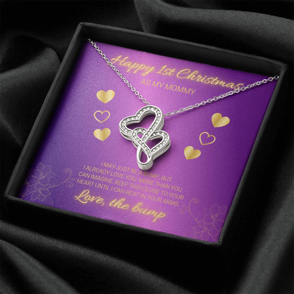 Happy 1St Christmas Purple Double Hearts Double Hearts Necklace