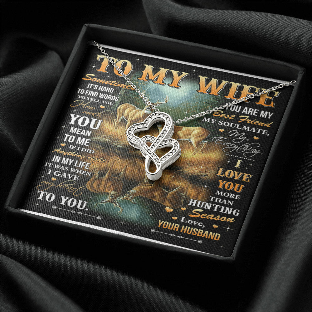 To My Wife-Double Joined Hearts Pendant Double Hearts Necklace