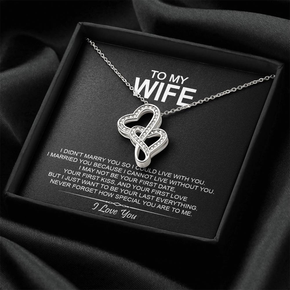 To My Wife - I Love You Message - Tmw02 Double Hearts Necklace