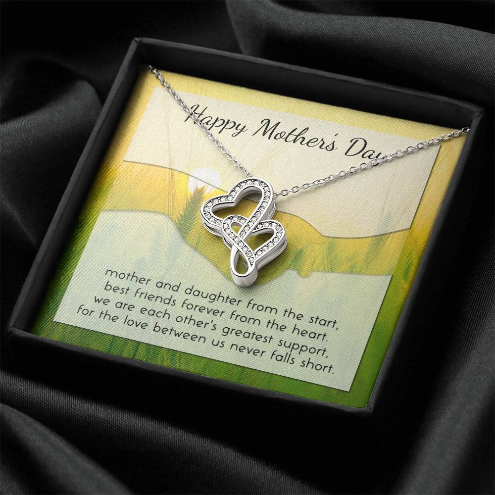Necklace For Mom On Wedding Day Mother Necklace Message Card From Bride Thank You Gift For Mom Mother Of The Bride Nec Double Hearts Necklace