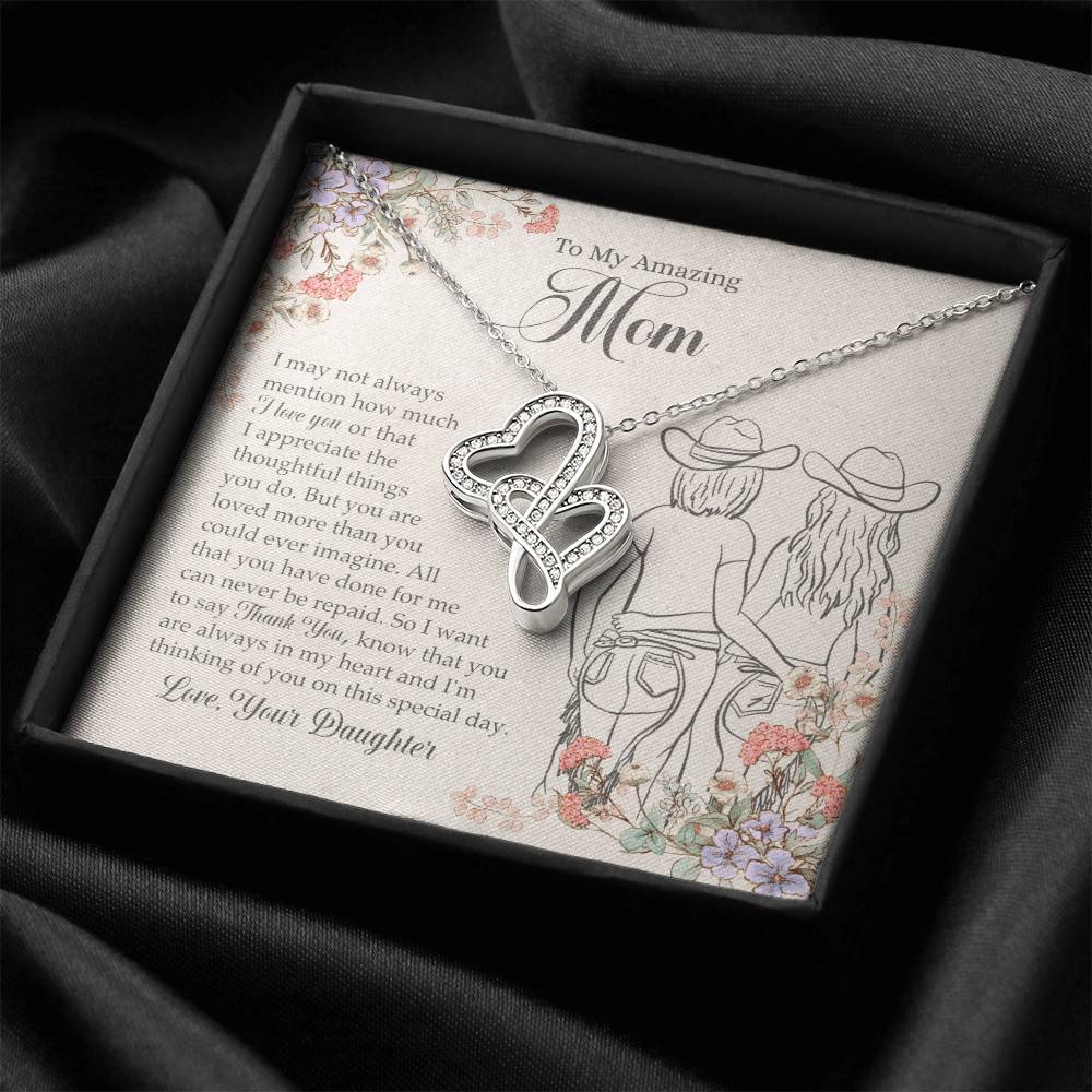 To My Amazing Mom Necklace Double Hearts Necklace